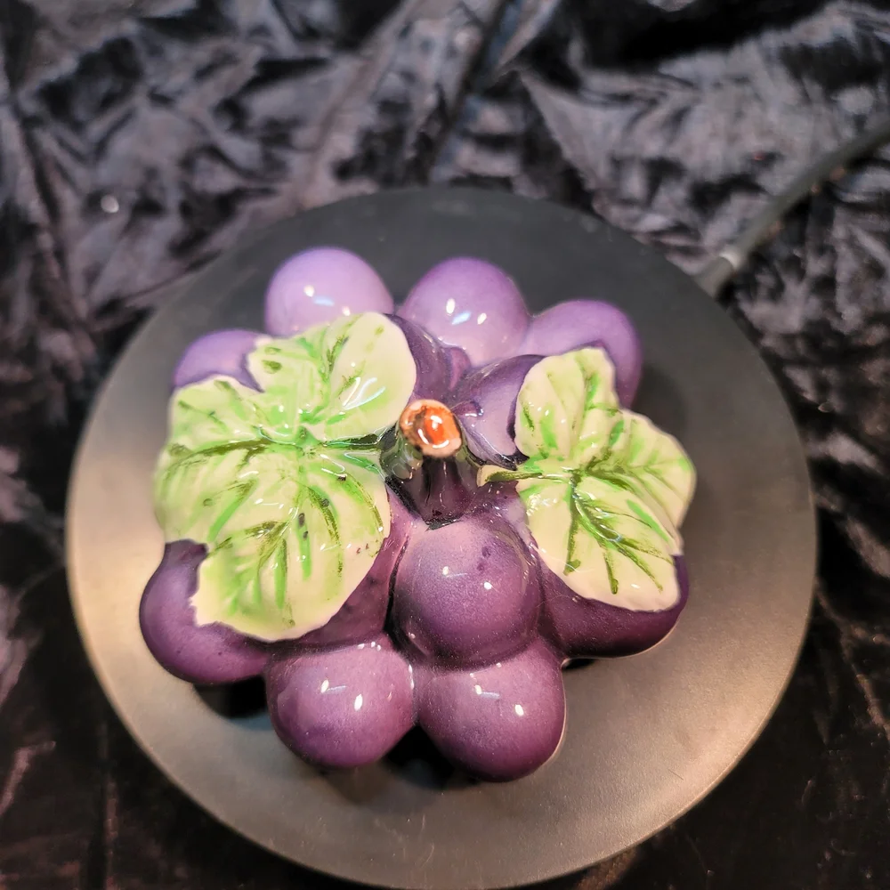 0835. Vintage ~ Deep Purple & Green ~ Grape ~ Ceramic Jam/Jelly